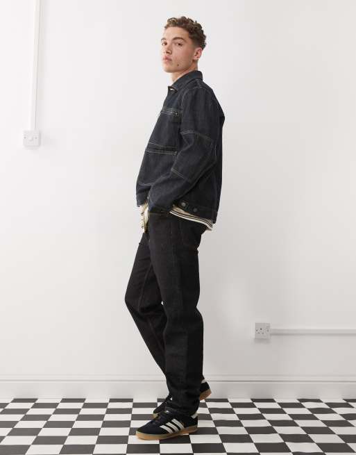 The Ragged Priest denim workwear jacket with pleat in blue rinse wash , 4 of 4