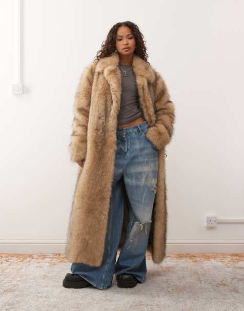 The Ragged Priest faux fur maxi coat in beige - view 1