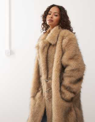 The Ragged Priest Faux Fur Maxi Coat In Neutral