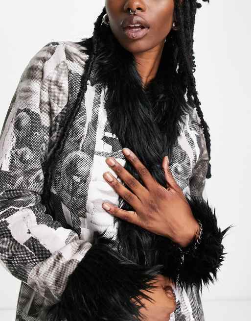 Black faux fur 2024 trim longline parka