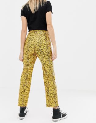 faux leather snakeskin pants
