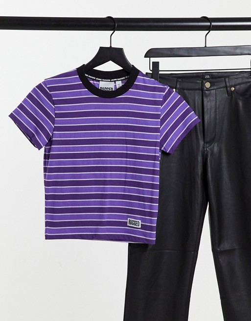 The Ragged Priest fitted t-shirt with logo in stripe