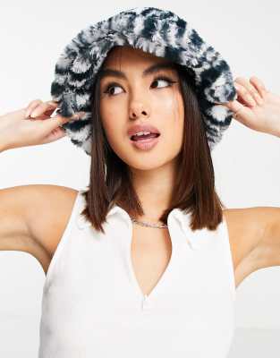 The Ragged Priest fluffy bucket hat in psychedelic print