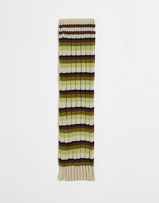 The Ragged Priest - fluffy striped leg warmers in green