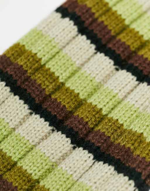 The Ragged Priest fluffy striped leg warmers in green, 4 of 4