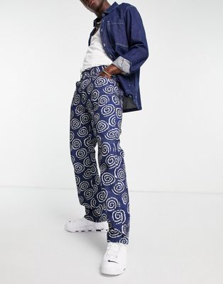 The Ragged Priest freddy printed jeans in blue