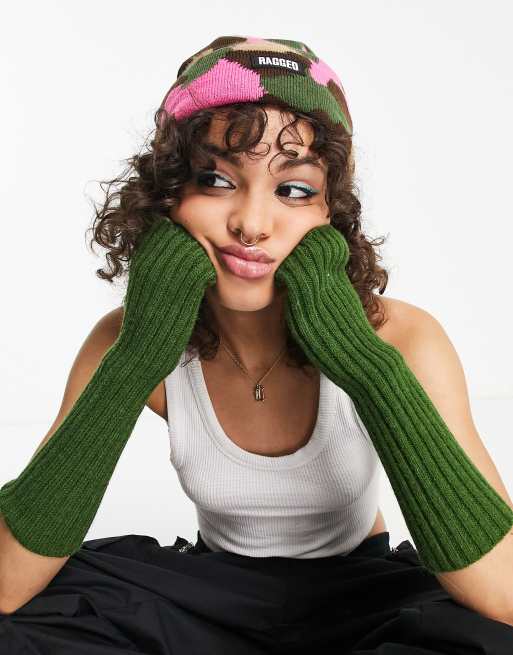 The Ragged Priest - Gebreide beanie met gemengde camouflageprint in multi