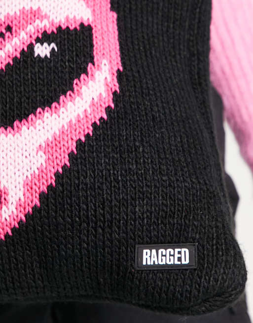 The Ragged Priest – Gestrickte Tragetasche in Schwarz mit rosa Alien-Motiv, 2 von 4