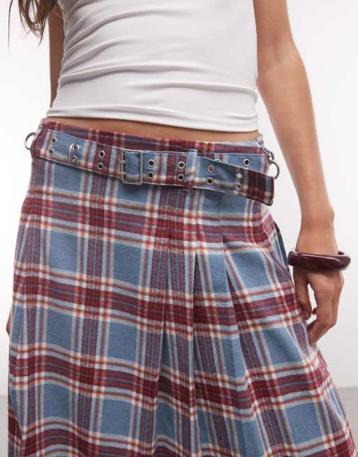 The Ragged Priest hardware detail midi kilt in blue and red check, 5 of 5