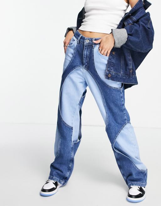 The Ragged Priest high waist straight leg jeans with contrast cut