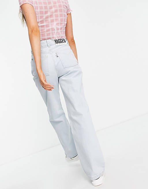 Women The Ragged Priest high waisted dad jeans in stone wash 