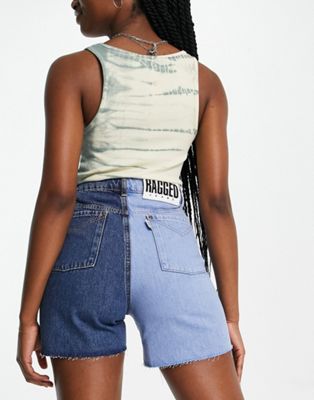 The Ragged Priest high waisted mom shorts in contrast wash