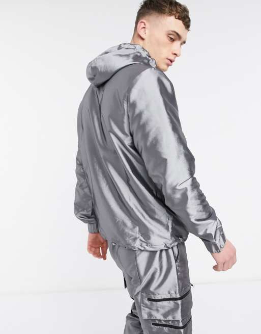 ASOS DESIGN puffer jacket in silver