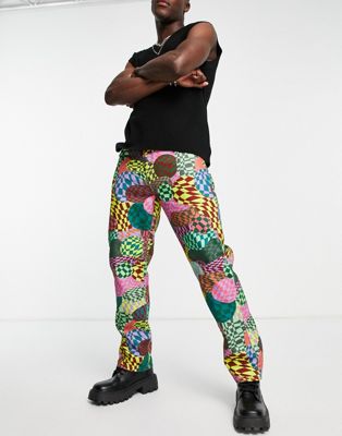 The Ragged Priest jagger print jeans in multi