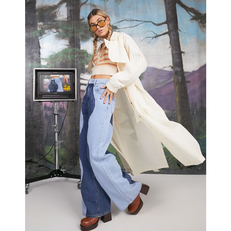 The Ragged Priest - Jeans a fondo ampio a vita alta in mix di denim ondulato