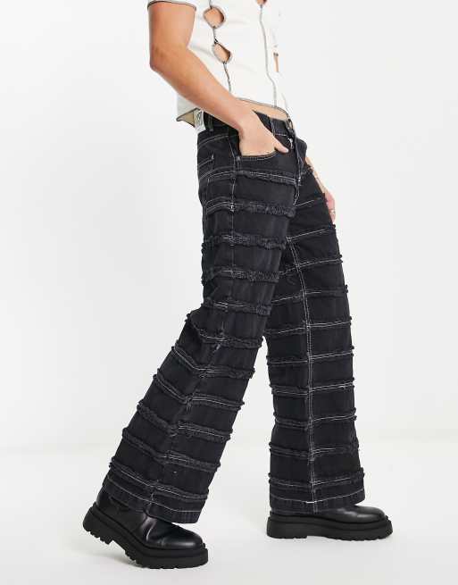 The Ragged Priest - Jeans met wijde pijpen en distressed details in zwart
