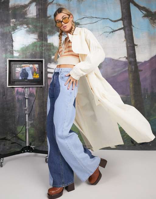 The Ragged Priest - Jeans met wijde pijpen en hoge taille in mix wave denim