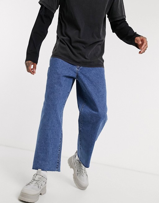 The Ragged Priest jeans skater jeans with raw hem in blue