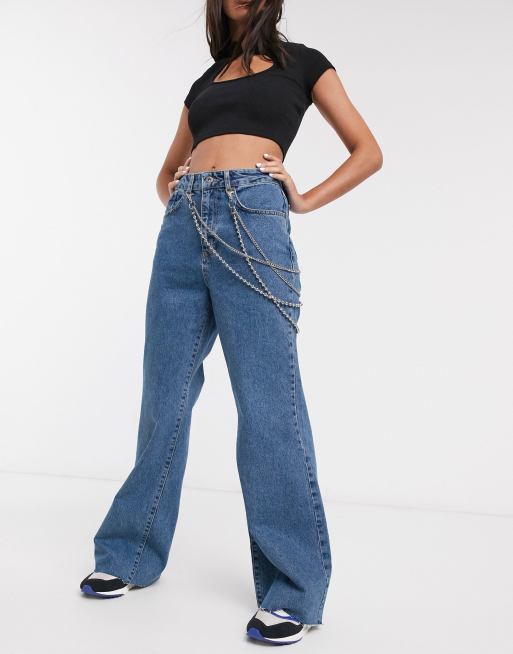The Ragged Priest - Jeans stile skater a vita alta con doppia catena