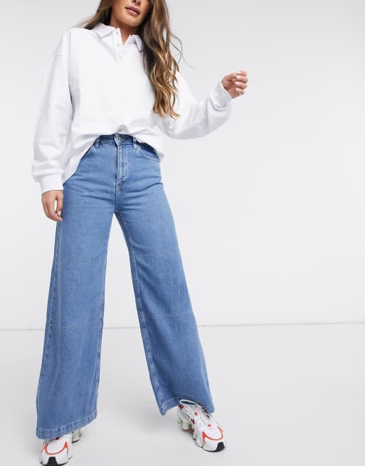 The Ragged Priest - Jeans stile skater comodi con fondo ampio in denim a lavaggio medio