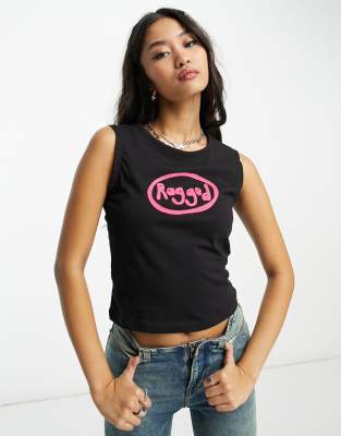 The Ragged Priest - Kurzes Tanktop in Schwarz mit Logo