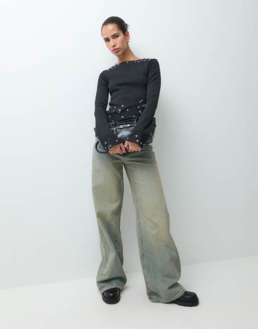 The Ragged Priest long sleeve top with eyelet detailing in black, 4 of 5