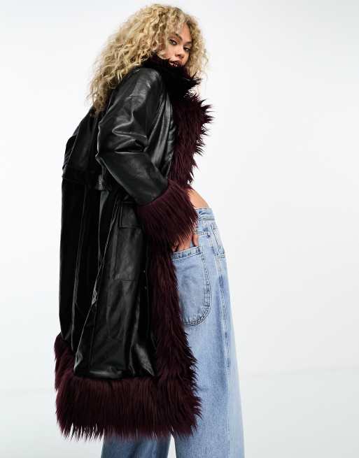 The Ragged Priest longline purple faux fur vinyl coat, 2 of 4