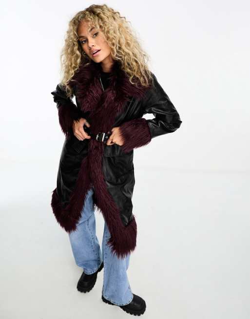 The Ragged Priest longline purple faux fur vinyl coat, 4 of 4
