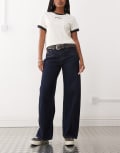 [The Ragged Priest] The Ragged Priest low rise baggy fit jeans in indigo-Blue W24 RAW