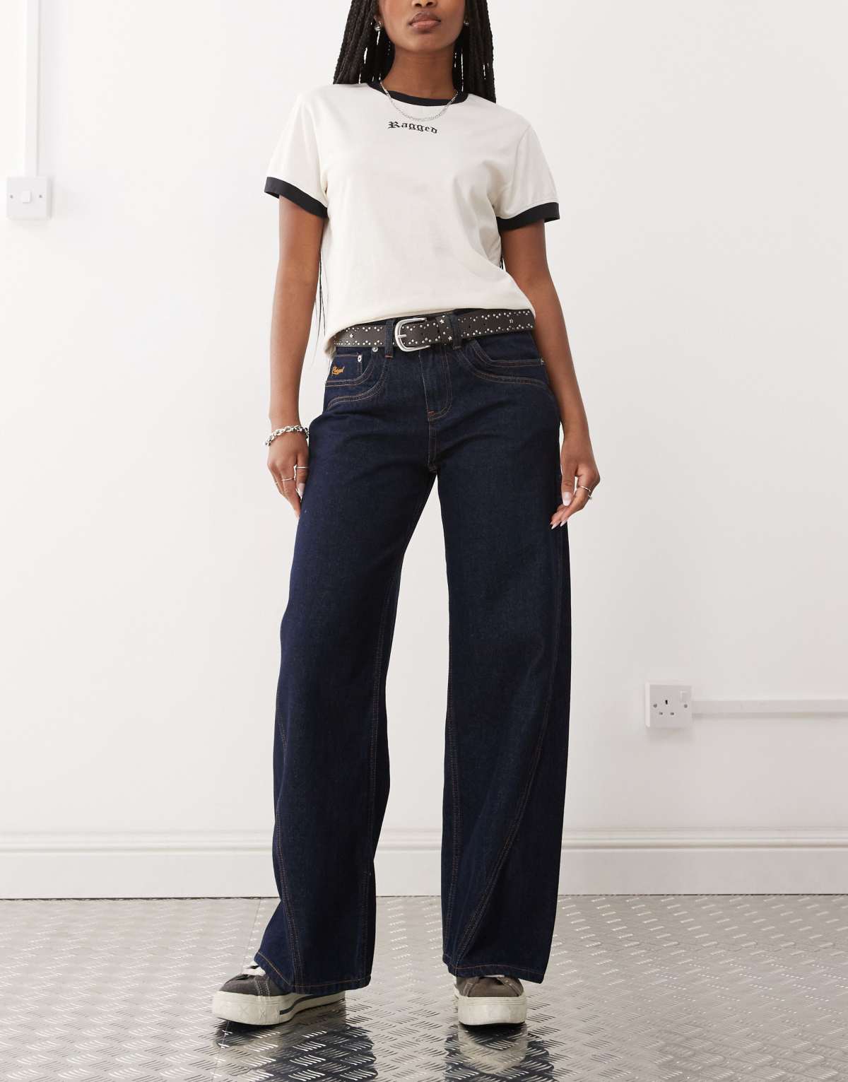 The Ragged Priest low rise baggy fit jeans in indigo
