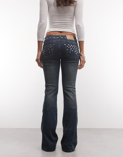 The Ragged Priest low rise flare jean with eyelet detailing in black, 2 of 5
