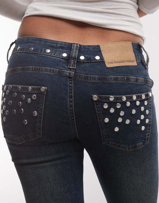 The Ragged Priest low rise flare jean with eyelet detailing in black, 4 of 5