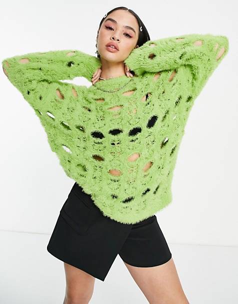 Donna Abbigliamento da Maglieria da Maglioni gilet Cardigan girocollo con farfalle di ASOS in Verde 