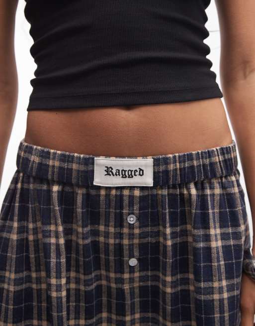 The Ragged Priest maxi ruffle hem boxer-style skirt in blue check, 3 of 5