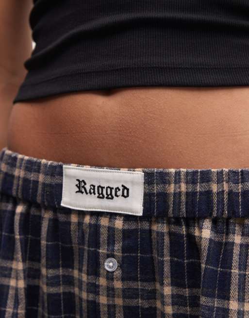 The Ragged Priest maxi ruffle hem boxer-style skirt in blue check, 4 of 5