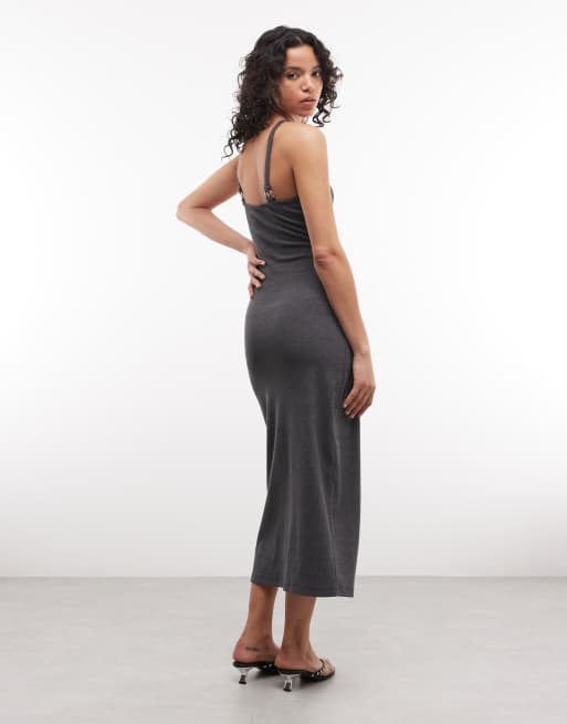 The Ragged Priest – Maxi-Wickelkleid in verwaschenem Anthrazit mit Schnallenverschluss , 4 von 4