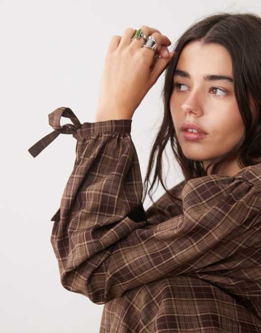 The Ragged Priest midaxi dress in brown check, 2 of 4