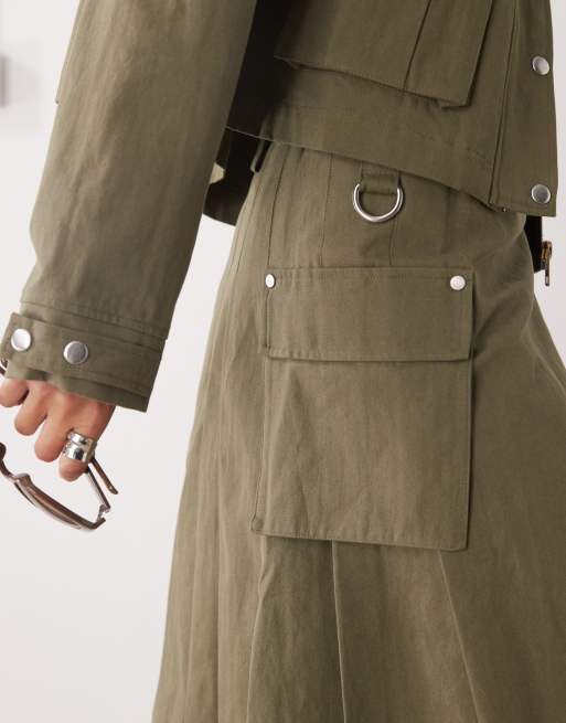 The Ragged Priest midi wrap kilt style skirt co-ord in khaki, 4 of 5