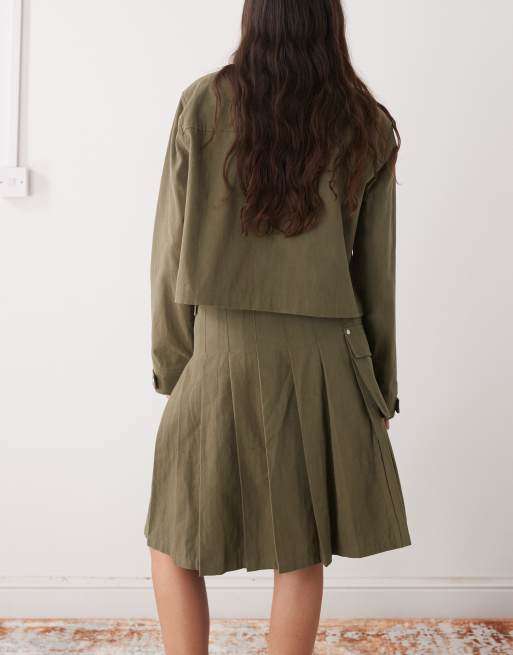 The Ragged Priest midi wrap kilt style skirt in khaki green - part of a set