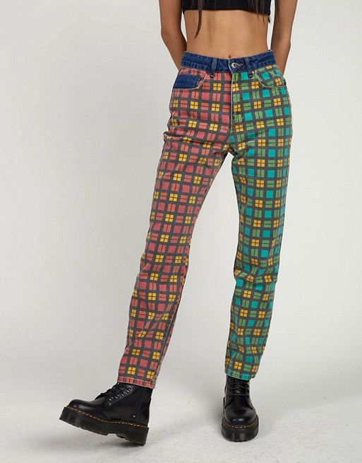 The Ragged Priest mom jeans in mixed check