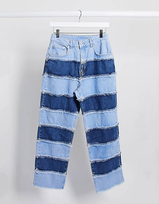 The Ragged Priest mom jeans in patchwork stripe