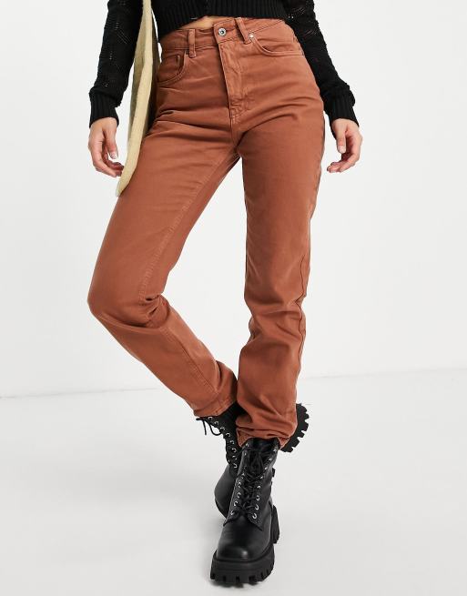 The Ragged Priest mom jeans with butt cut in brown