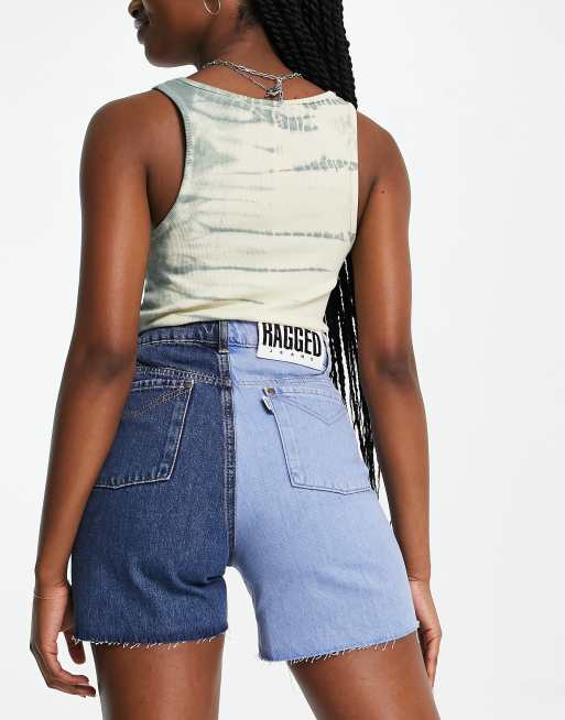 The Ragged Priest – Mom-Shorts in farblich abgesetzter Waschung mit hohem Bund