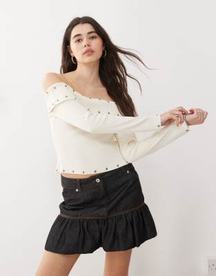 The Ragged Priest Off Shoulder Top With Eyelets