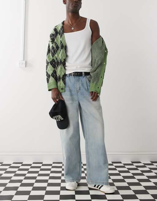 The Ragged Priest Outcast wide baggy fit pants in light blue