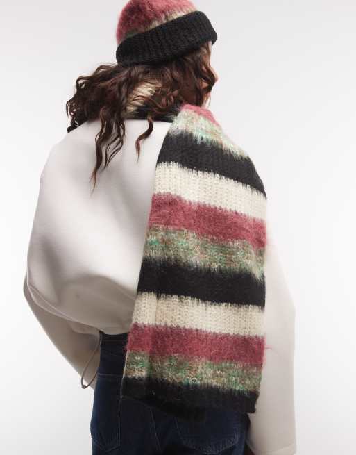The Ragged Priest oversized brushed scarf in multi stripe, 3 of 3