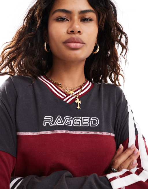 The Ragged Priest oversized double layer long sleeve t-shirt in multi