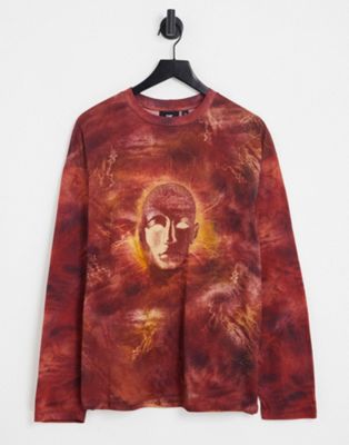 The Ragged Priest oversized long sleeve t-shirt with wavy face print