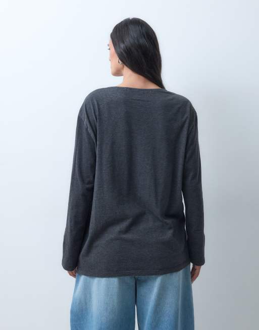 The Ragged Priest oversized long sleeve top with skeleton graphic in black, 4 of 5