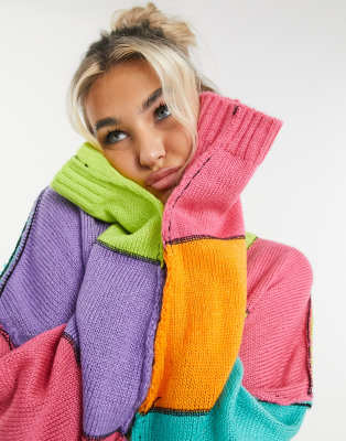 The Ragged Priest Oversized Strickpullover Mit Patchwork Design Asos